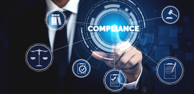 Insurance broker reviewing AML compliance documentation in a UAE office